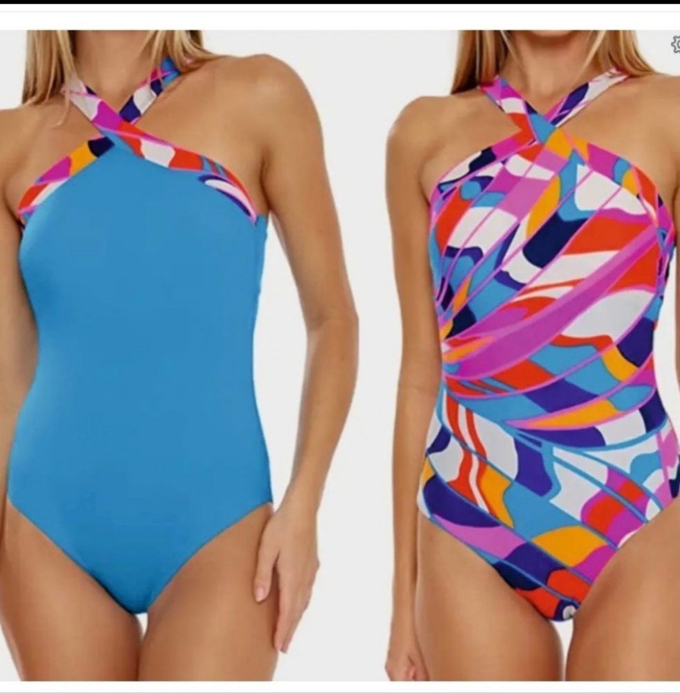 NWT Trina Turk Rio Reversible One Piece Swimsuit size 10
